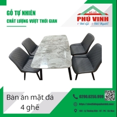 Bàn Ăn Vuông, Chân Si, Mặt Đá Ceramic