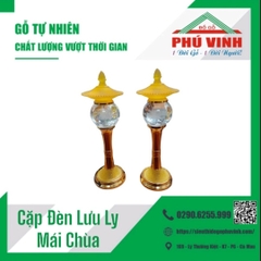 Cặp Đèn Thờ Lưu Ly Mái Chùa