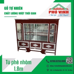 Tủ Phê Nhôm, Cao Kiểu, Đố Trụ, Giã Gỗ   - 1,8m
