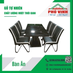 Bàn Ăn, Mặt Kiếng Đen, Viền Nhôm - 8 x 14 (MT)