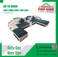 Sofa Nệm Góc A10, Có Gối, Kèm Đôn