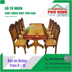 Bàn Ăn Vuông, Tràm Chạm - 9 x 18