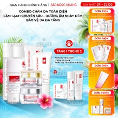 Combo 7 món Sản Phẩm Chăm Sóc Da Toàn Diện Chuyên Sâu Sắc Ngọc Khang (Nước Tẩy Trang Thảo Dược, Sữa Rửa Mặt Thảo Dược, Nước Hoa Hồng Thảo Dược, Serum Siêu Dưỡng Trắng Vitamin C, Kem Dưỡng Da 5 In 1, Kem Dưỡng Ban Đêm, Kem Chống Nắng)