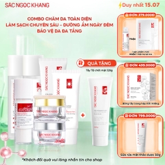Combo 8 Sản Phẩm Chăm Sóc Da Toàn Diện Chuyên Sâu Sắc Ngọc Khang (Nước Tẩy Trang Thảo Dược, Sữa Rửa Mặt Thảo Dược, Tẩy Tế Bào Chết Cà Phê, Nước Hoa Hồng Thảo Dược, Serum Siêu Dưỡng Trắng Vitamin C, Kem Dưỡng Da 5 In 1, Kem Dưỡng Ban Đêm, Kem Chống Nắng)