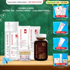 Combo Mờ Nám, Đẹp Da Sắc Ngọc Khang: Sữa Rửa Mặt 50g, Nước Tẩy Trang Thảo Dược 145ml, Nước Hoa Hồng Thảo Dược 145ml, Kem Dưỡng Da Ban Đêm 10g, Kem Chống Nắng 