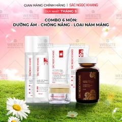 Combo Mờ Nám, Đẹp Da Sắc Ngọc Khang: Sữa Rửa Mặt 50g, Nước Tẩy Trang Thảo Dược 145ml, Nước Hoa Hồng Thảo Dược 145ml, Kem Dưỡng Da Ban Đêm 10g, Kem Chống Nắng 