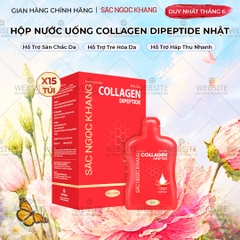 Nước Uống Collagen Dipeptide Hỗ Trợ Mờ Nếp Nhăn - Dưỡng Ẩm Mịn Da Sắc Ngọc Khang (Hộp 15 túi x 20 ml)