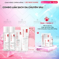 Combo Làm Sạch Da Chuyên Sâu Sắc Ngọc Khang (Sữa rửa mặt Thảo Dược 100g + Nước Hoa Hồng Thảo Dược 145ml + Nước Tẩy Trang Thảo Dược 145ml + Tẩy TBC 120g)