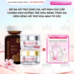 Combo Hỗ trợ Mờ Nám Dưỡng Trắng Cao Cấp Sắc Ngọc Khang: Viên Uống Sắc Ngọc Khang ++, Kem Dưỡng Da Ban Đêm, Kem Dưỡng Da Ban Ngày
