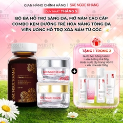 Combo Mờ Nám Dưỡng Trắng Cao Cấp Sắc Ngọc Khang: Viên Uống Sắc Ngọc Khang ++, Kem Dưỡng Da Ban Đêm, Kem Dưỡng Da Ban Ngày
