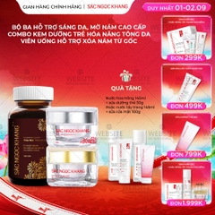 Combo Mờ Nám Dưỡng Trắng Cao Cấp Sắc Ngọc Khang: Viên Uống Sắc Ngọc Khang ++, Kem Dưỡng Da Ban Đêm, Kem Dưỡng Da Ban Ngày