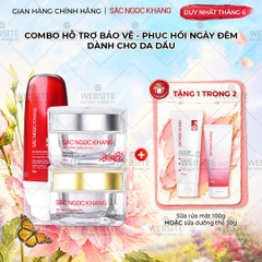 Combo Mờ Nám Dưỡng Trắng Kiềm Dầu Sắc Ngọc Khang (Kem dưỡng da ban ngày, kem dưỡng da ban đêm, kem chống nắng kiềm dầu, tặng kèm sữa dưỡng thể)