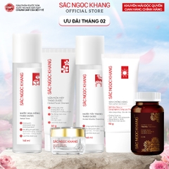 Combo Mờ Nám, Đẹp Da Sắc Ngọc Khang: Sữa Rửa Mặt 50g, Nước Tẩy Trang Thảo Dược 145ml, Nước Hoa Hồng Thảo Dược 145ml, Kem Dưỡng Da Ban Đêm 10g, Kem Chống Nắng 
