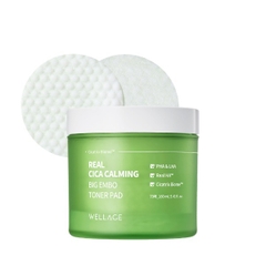 Toner pad cấp ẩm làm dịu da Wellage Real CICA CALMING Big Embo 160ml