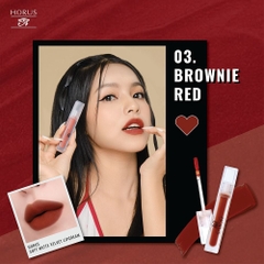 Son kem Horus Màu #03  Browale Red Nâu Đỏ Sof Matte Velvet Lipcream 3.6g