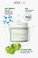Toner pad Cà chua xanh Green Tomato Pore Peeling Jumbo 60 pads 180ml Sungboon