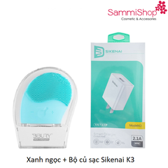 Combo Kèm sạc Màu Xanh mint Máy rửa mặt Bibury