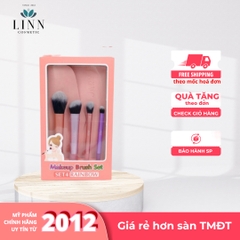 Set 4 cọ trang điểm Jary Make Up Brush Rainbow - Bộ cọ màu cầu vồng kèm túi da PU cao cấp tiện lợi