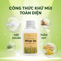 Bột khử mùi thiên nhiên Wings Up - khử mùi hôi chân, nách & giảm tiết mồ hôi - Cỏ mềm HomeLab 25g