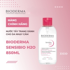 Nước tẩy trang cho da nhạy cảm Bioderma Sensibio Hồng sạch sâu lành tính chính hãng nắp nhún 850ml