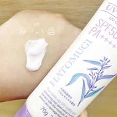 Kem chống nắng nâng tone dưỡng ẩm Hatomugi UV Care & Tone Up SPF50+ 70g - kcn mặt Nhật Bản cao cấp