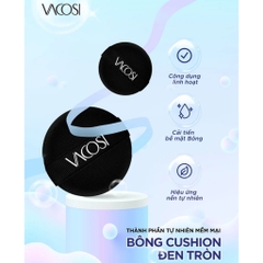 Bông mút trang điểm tán kem nền , bông cushion Vacosi PU06  màu đen đầu tròn - 01 & đầu nhọn - 02