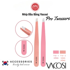 Nhíp đầu bằng Hàn Quốc Vacosi Pro Tweezers T10-1 màu hồng & T10-2 màu vàng hồng