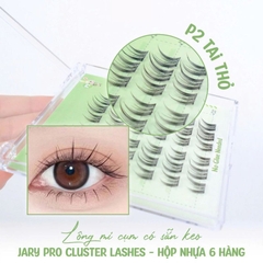 Lông mi cụm có sẵn keo Jary Pro Cluster Lashes - Hộp nhựa 6 hàng Full Box - mi giả jary chính hãng