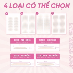 Miếng dán kích mí tàng hình Jary Eyelid Tape 120 miếng - dán mí chống thấm nước, lâu trôi đủ size