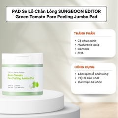 Toner pad Cà chua xanh Green Tomato Pore Peeling Jumbo 60 pads 180ml Sungboon