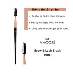 Cọ mi cuốn xoắn Vacosi Brow & Lash Brush BR03 không bị vón cục , cho đôi mi cong tơi tự nhiên