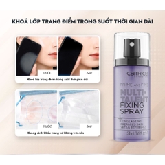 Xịt khóa nền Catrice Prime And Fine Multitalent Fixing Spray kiểm soát dầu , giữ lớp makeup mướt mịn