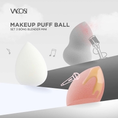 Set 3 bông Vacosi trang điểm mini blender - Vacosi Portable Mini Makeup Puff Ball PH05 - 01 - 02