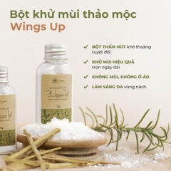 Bột khử mùi thiên nhiên Wings Up - khử mùi hôi chân, nách & giảm tiết mồ hôi - Cỏ mềm HomeLab 25g