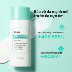 Kem chống nắng nâng tone sáng da Dear Klairs All-day Airy Mineral Sunscreen SPF50+ PA++++ 60g / 35g / 10g