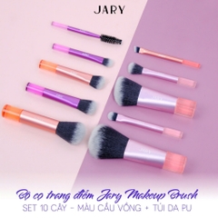 Bộ cọ trang điểm Jary Make Up Brush - Set 10 cây kèm túi da PU cao cấp nhỏ gọn , tiện lợi chính hãng