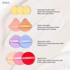 Horus Bộ 10 bông mút trang điểm Makeup Puff Set đa năng nhiều size - bông mút tán nền horus cao cấp