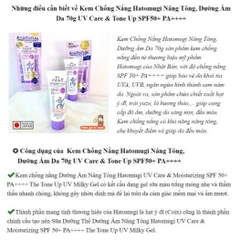 Kem chống nắng nâng tone dưỡng ẩm Hatomugi UV Care & Tone Up SPF50+ 70g - kcn mặt Nhật Bản cao cấp