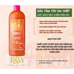Sữa tắm có hạt tẩy da chết toàn thân FAIR AND WHITE 475ml và 940ml giúp làm sạch F&W Pháp chính hãng