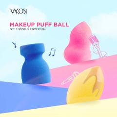 Set 3 bông Vacosi trang điểm mini blender - Vacosi Portable Mini Makeup Puff Ball PH05 - 01 - 02