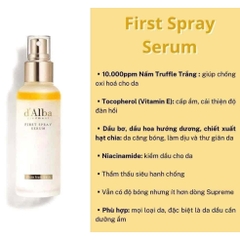 Serum dưỡng dạng xịt d'Alba First Spray White Truffle tinh chất cấp ẩm cho da chính hãng 50ml-100ml