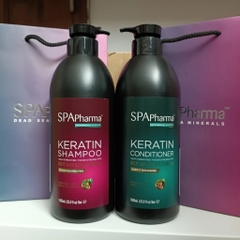 Set gội xả chuẩn salon Spa Pharma Keratin siêu phục hồi tóc màu đen SpaPharma cao cấp 500ml-1000ml