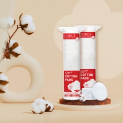 Bông tẩy trang Horus Soft Cotton Pads 120 pads loại bỏ bụi bẩn và dầu thừa hiệu quả - chính hãng