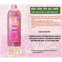 Sữa tắm có hạt tẩy da chết toàn thân FAIR AND WHITE 475ml và 940ml giúp làm sạch F&W Pháp chính hãng