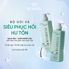 Combo dầu gội dầu xả hương nước hoa Milanogica Moisture Repair - phục hồi hư tổn, kích mọc tóc 725ml