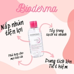 Nước tẩy trang cho da nhạy cảm Bioderma Sensibio Hồng sạch sâu lành tính chính hãng nắp nhún 850ml