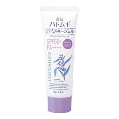 Kem chống nắng nâng tone dưỡng ẩm Hatomugi UV Care & Tone Up SPF50+ 70g - kcn mặt Nhật Bản cao cấp
