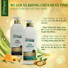 (Không vỏ) Set gội xả trắng Spa Pharma Keratin Salt-Free không muối phục hồi như salon SpaPharma 500ml - 1000ml