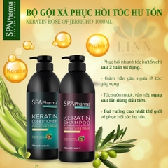 Set gội xả chuẩn salon Spa Pharma Keratin siêu phục hồi tóc màu đen SpaPharma cao cấp 500ml-1000ml