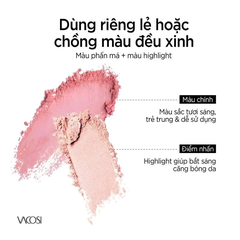 Phấn má hồng bắt sáng Vacosi Flaso Blush Set - phấn trang điểm siêu mịn Vacosi bền màu chính hãng